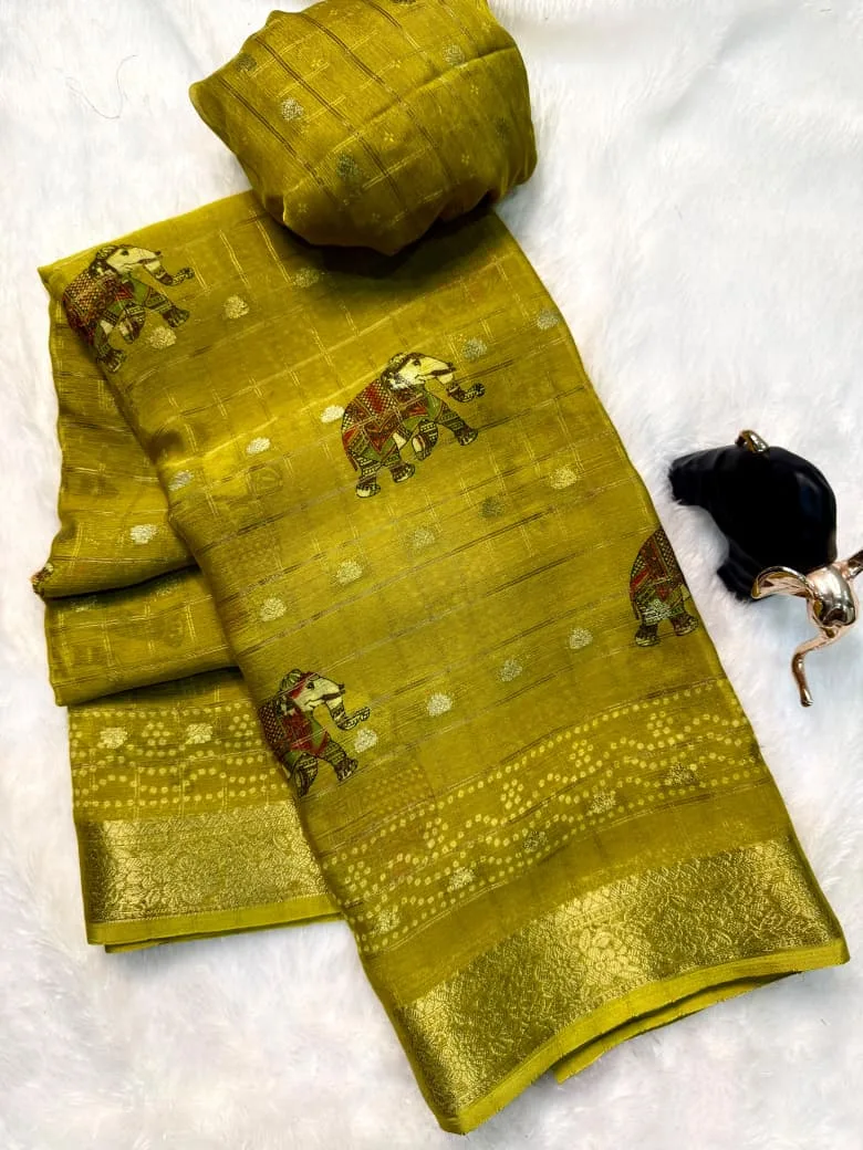 Tew Pure Marsh Chinon Silk Printed Saree